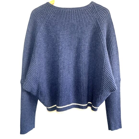 Duffy Women’s Medium Blue Wool Cashmere Sweater Dolman Sleeve Crewneck - Picture 3 of 6